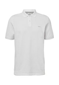 Witte polo shirt van katoen met een klassieke kraag, een knoopsluiting met twee knopen en een klein geborduurd logo op de borst. Korte mouwen.