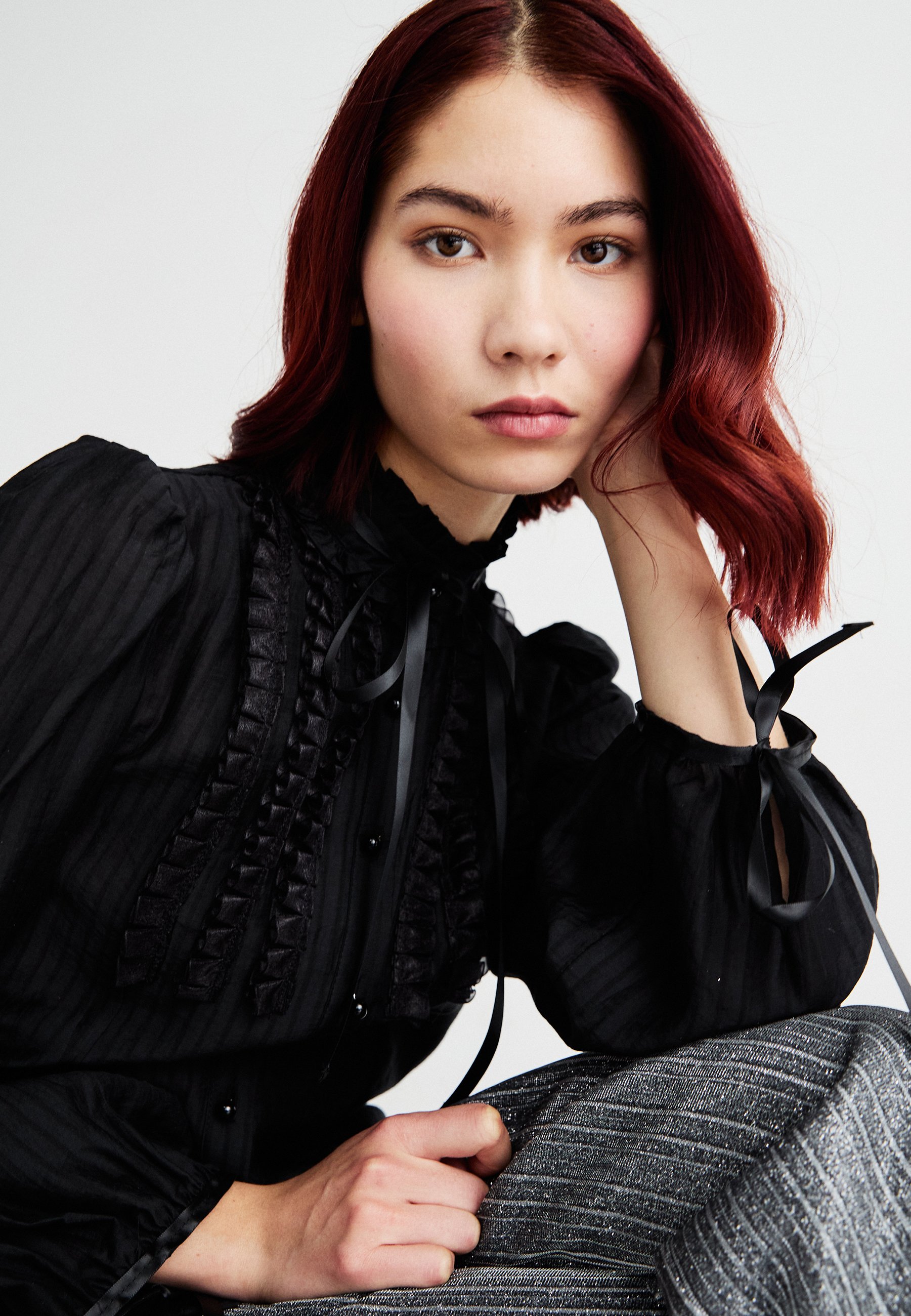 売れ筋商品|||シスタージュン シャツ レディース トップス BIRCH RUFFLE BLOUSE - Button-down blouse - black Sister Jane BIRCH RUFFLE BLOUSE - Button-down blouse - black