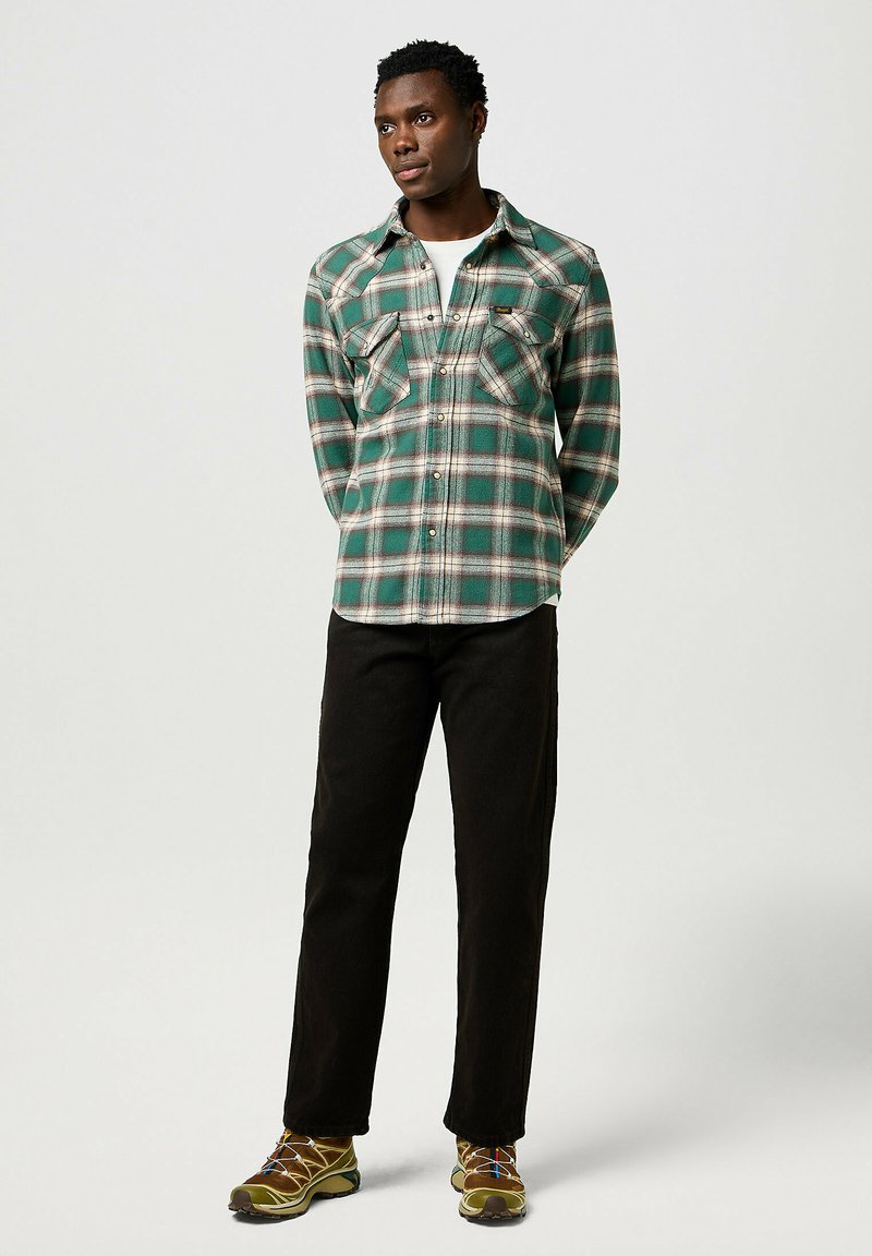 Chemise Wrangler Western à Carreaux Vert - Grande Taille Homme 2XL - Neuve Avec étiquettes