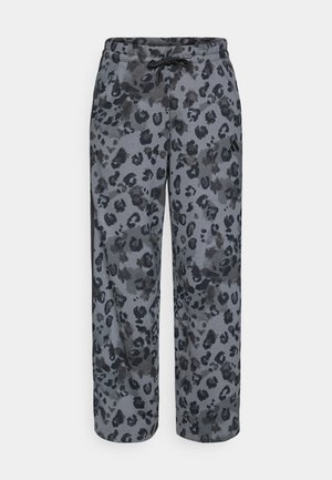 Trening hlače s leopard uzorkom u nijansama sive, s remenom za podešavanje, širokim nogavicama i mekim tekstilom.