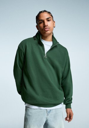 Bershka HIGH NECK - Sweater - dark green