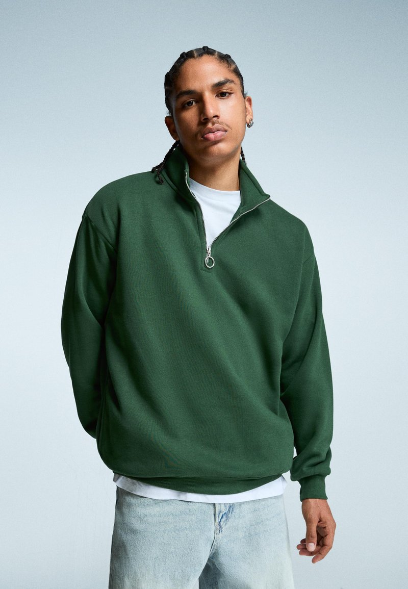 Bershka HIGH NECK - Sweatshirt - dark green