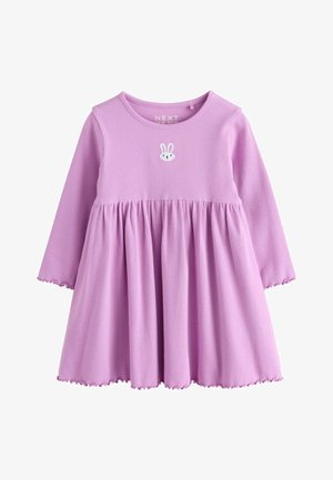 Next, REGULAR FIT - LONG SLEEVE EMBROIDERED RIBBED DRESS - Jerseykjole - lilac bunny embroidery