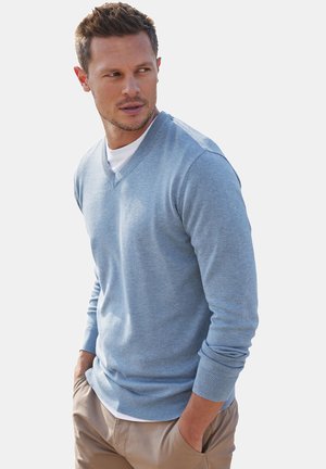 V-AUSSCHNITT - Jumper - blau meliert
