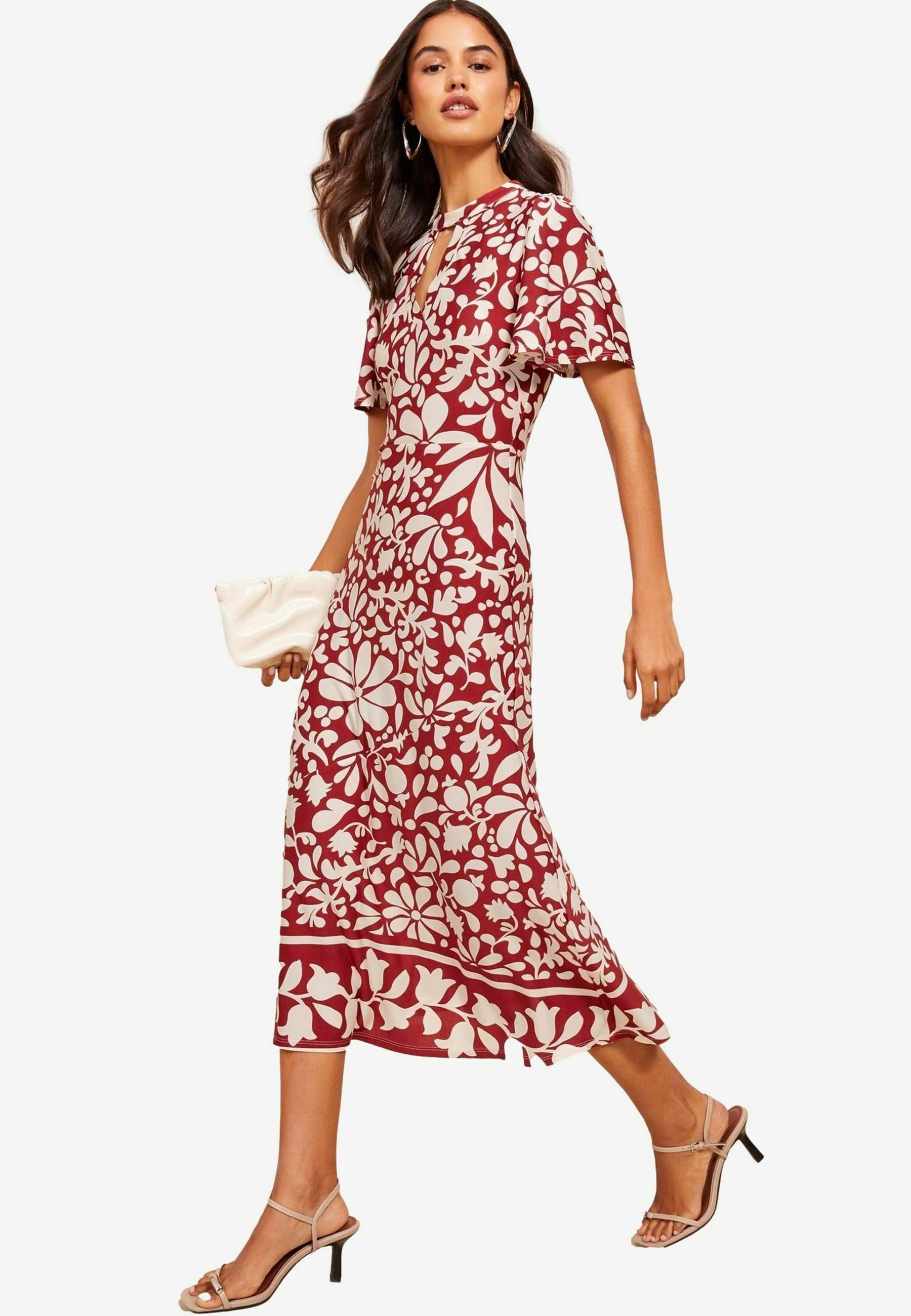 Friends Like These ITY KEYHOLE FLUTTER SHORT SLEEVE PRINTED - Jersey dress  - red - Zalando