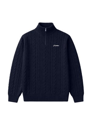 PROHIBITED, CABLE KNIT QUARTER ZIP UNISEX - Jumper - navy