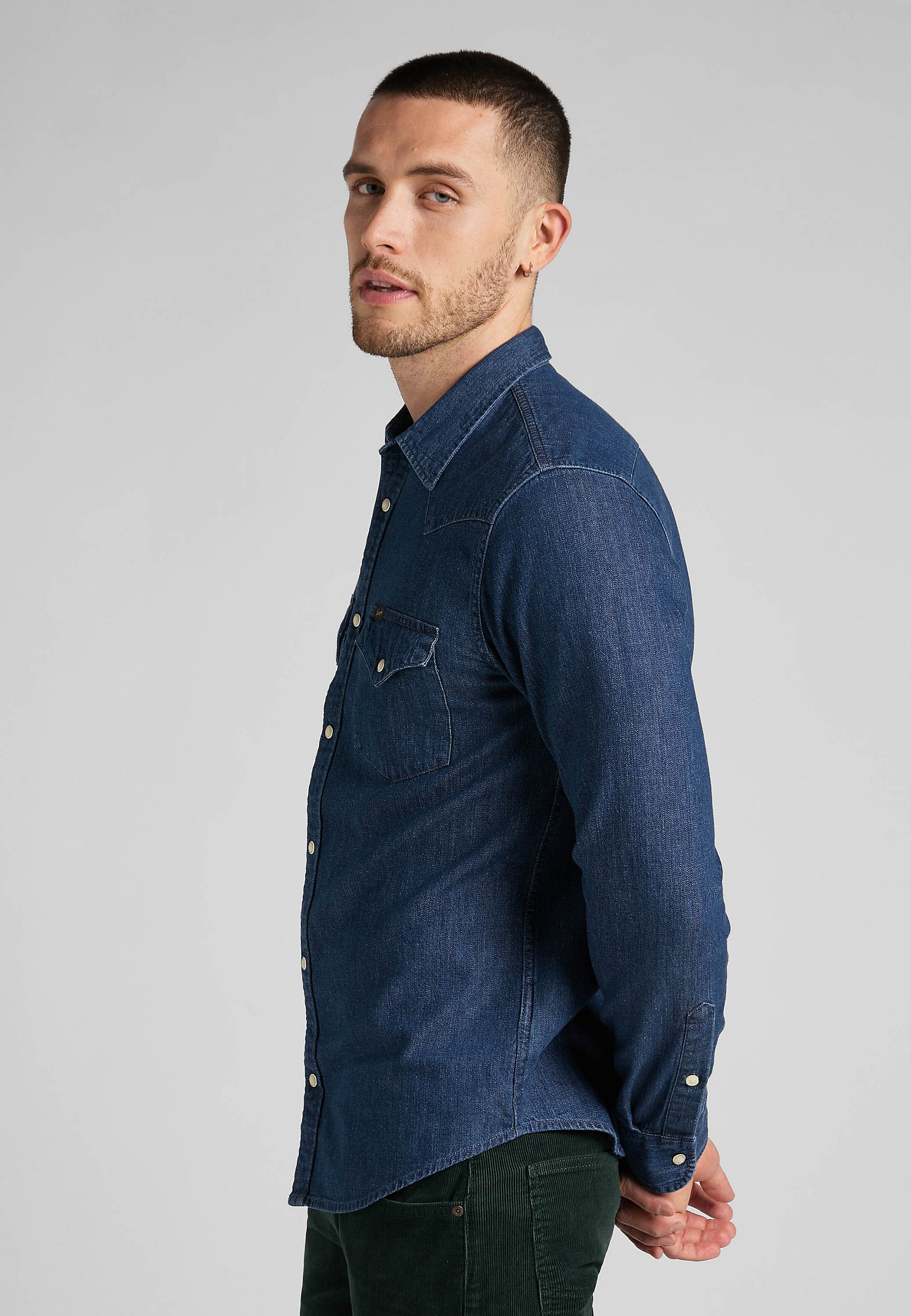 Lee REGULAR WESTERN - Shirt - mid stone/dark-blue denim - Zalando