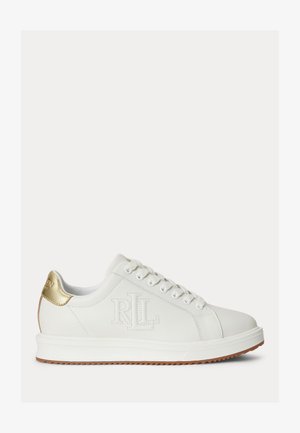 Lauren Ralph Lauren, AINSLEY METALLIC-TRIM LEATHER SNEAKER - Sneakers - snow white/soft gold-colored
