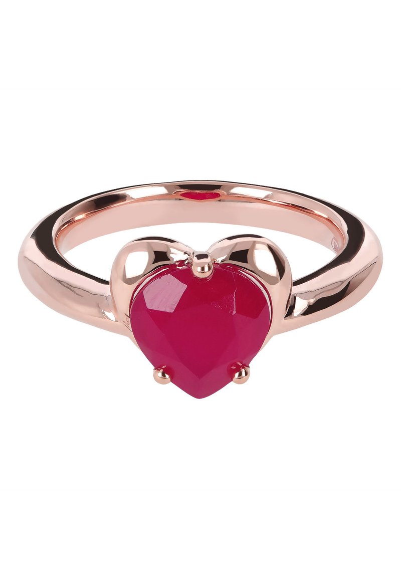Damen Halsketten | Bronzallure RING WITH HEART SHAPE ROSE/RUBY ONYX GEMSTONE Ring dyed ruby onyx/roségoldfarben - OQ08149 Damen Halsketten | Bronzallure RING WITH HEART SHAPE ROSE/RUBY ONYX GEMSTONE Ring dyed ruby onyx/roségoldfarben - OQ08149
