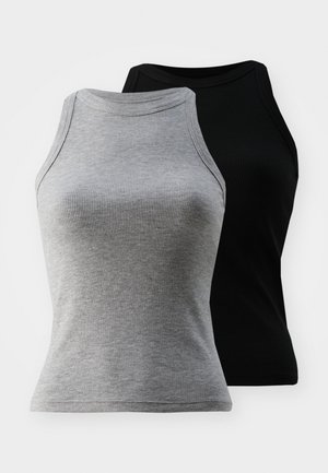 2 PACK - Top - black/light grey