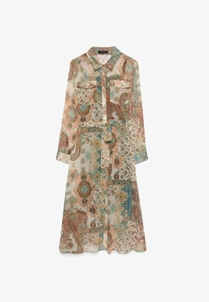Fiorella Rubino, VESTITO CHEMISIER STAMPA PAISLEY - Blusenkleid - beige