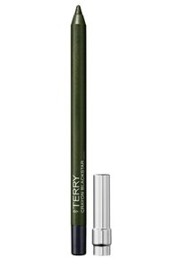 Matita verde scintillante con punta appuntita, etichettata "BY TERRY CRAYON BLACKSTAR," accompagnata da un cappuccio argentato, presenta una finitura opaca.