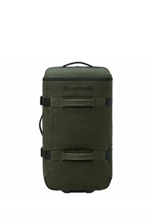 Maleta blanda rectangular de color verde oscuro con dos correas horizontales, asa en la parte superior y logo de Dakine en relieve en el frente.