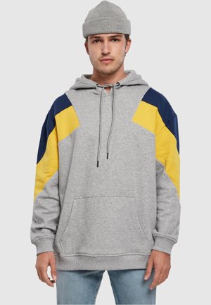 Urban Classics OVERSIZE 3-TONE HOODY - Mikina s kapucňou - grey/honey/darkblue