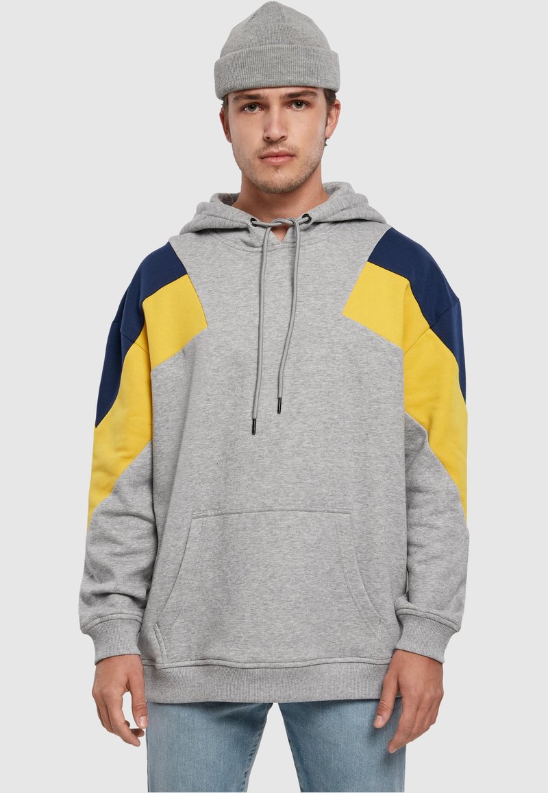 Urban Classics OVERSIZE 3-TONE HOODY - Mikina s kapucňou - grey/honey/darkblue