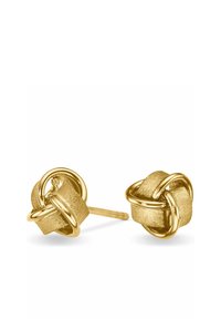 Guldtonade studs med en texturerad, sammanflätad knopdesign med släta accenter och en smal postfäste.