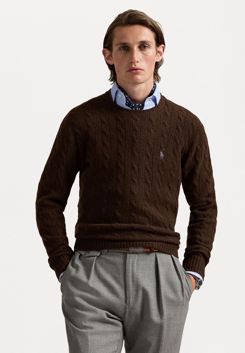 Polo Ralph Lauren CABLE KNIT WOOL CASHMERE JUMPER - Trui - cacao brown heather