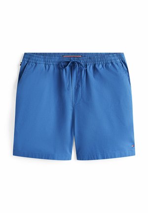 Blaue Schwimmshorts mit elastischem Bund und verstellbarem Kordelzug. Verfügt über zwei Seitentaschen und ein kleines Logotag am Saum.