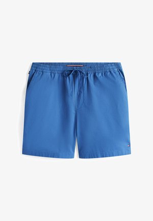 Blaue Schwimmshorts mit elastischem Bund und verstellbarem Kordelzug. Verfügt über zwei Seitentaschen und ein kleines Logotag am Saum.