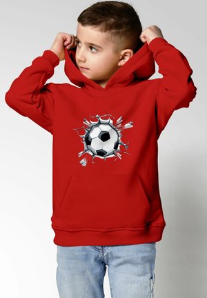 MoonWorks FUSSBALL SPORT GESCHENKE AUFDRUCK PRINT - Hoodie - rot