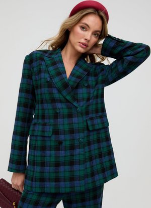 ZENA DOUBLE BREASTED PRINCE OF WALES CHECK PRINT - Kurzmantel - blue