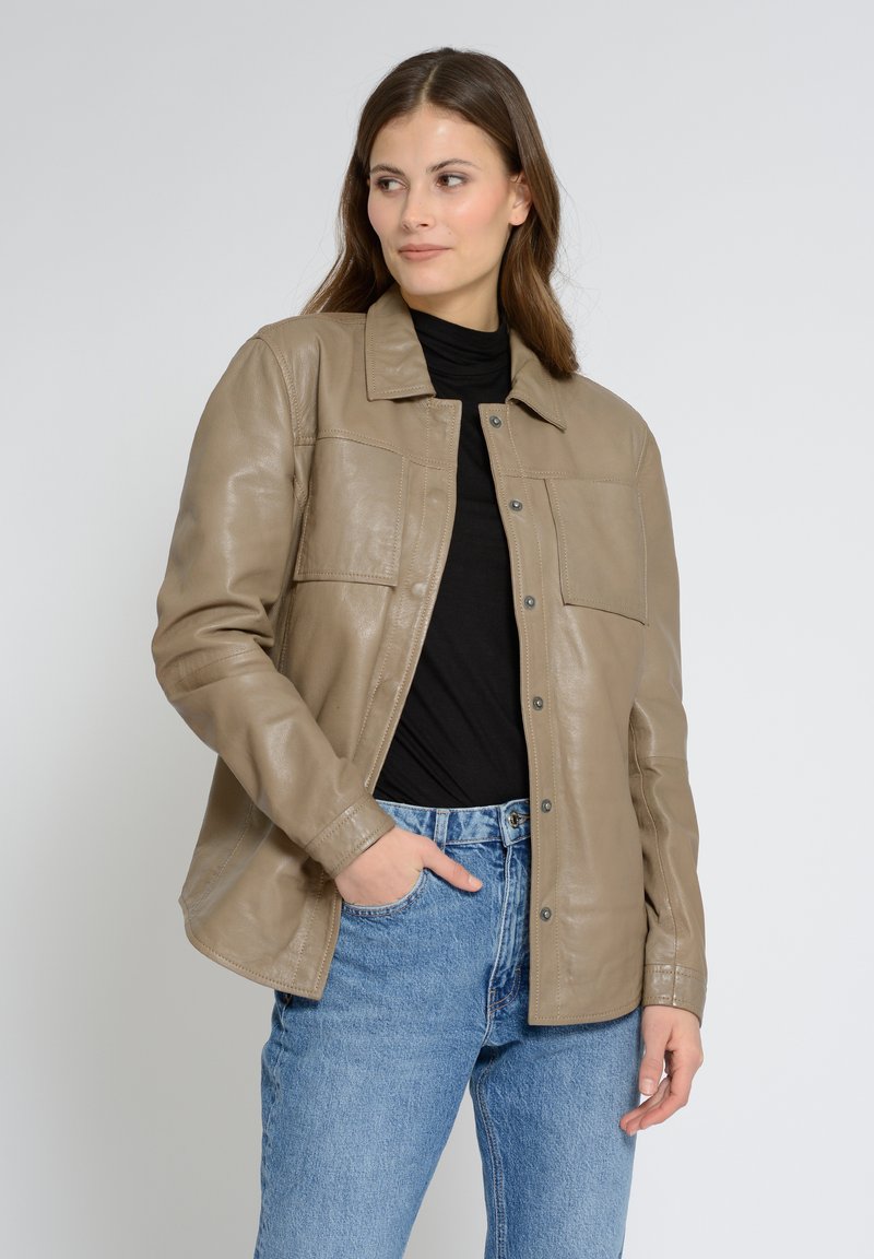 Mustang Lederjacke - taupe