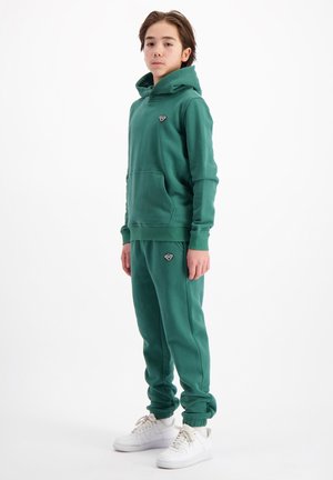 Groene katoen sweatpants en hoodie set met een kangoeroezak en logodetail, met een ontspannen pasvorm en ribgebreide boorden en zoom.