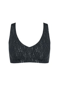 Juodas liemenėlė su apvali apykakle, su taškiniais raštais skirtingų dydžių. Pagaminta iš lygaus audinio, sukurtas, kad tvirtai priglustų.