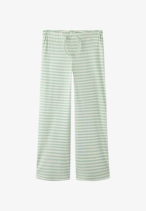 Ljusgröna pyjamasbyxor med avslappnad passform, med ett rutmönster och en elastisk midja med dragsko för justering.