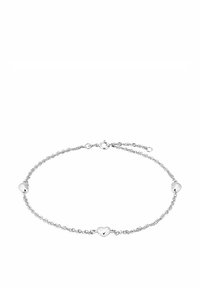 Pulsera de cadena de plata con acentos en forma de corazón y un diseño retorcido. Cierre ajustable para un ajuste seguro. Superficies pulidas y reflectantes.