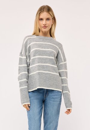 Terranova, MAGLIA MORBIDA A RIGHE GIROCOLLO - Maglione - var grigio melange