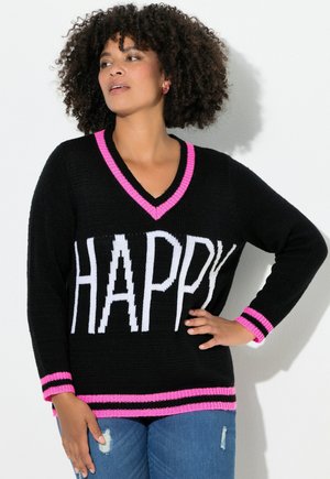 Angel of Style PULLOVER, STRAIGHT FIT, HAPPY SCHRIFTZUG, LANGARM - Strickpullover - black