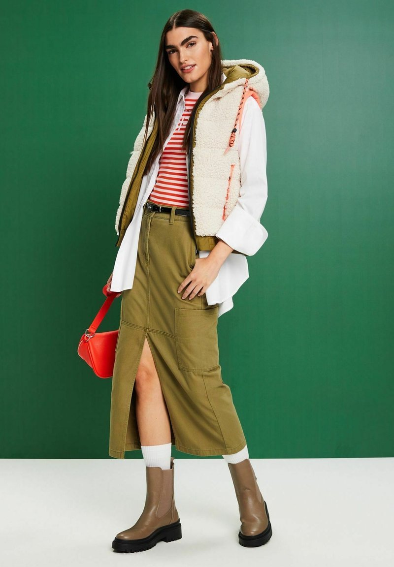 Esprit Pencil skirt light khaki/mottled light green Zalando.co.uk