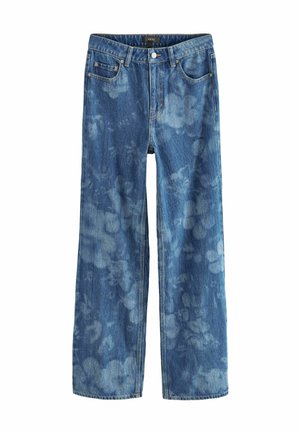 Next TALL FLORAL LASER WIDE - Široké džíny - mid blue