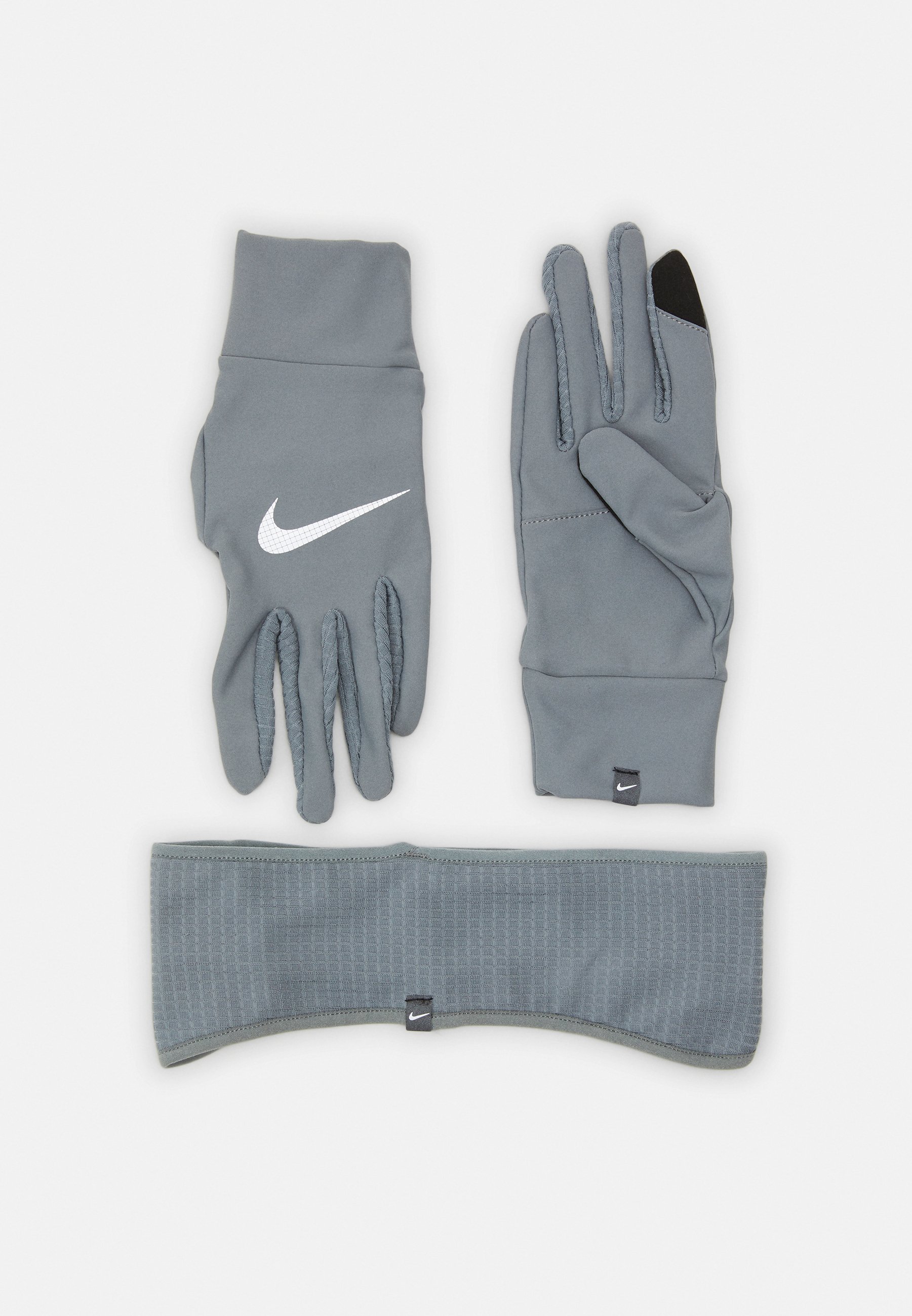 Nike Performance WOMENS ESSENTIAL RUNNING HEADBAND AND GLOVE SET - Cache- oreilles - smoke grey/particle grey/silver/noir 