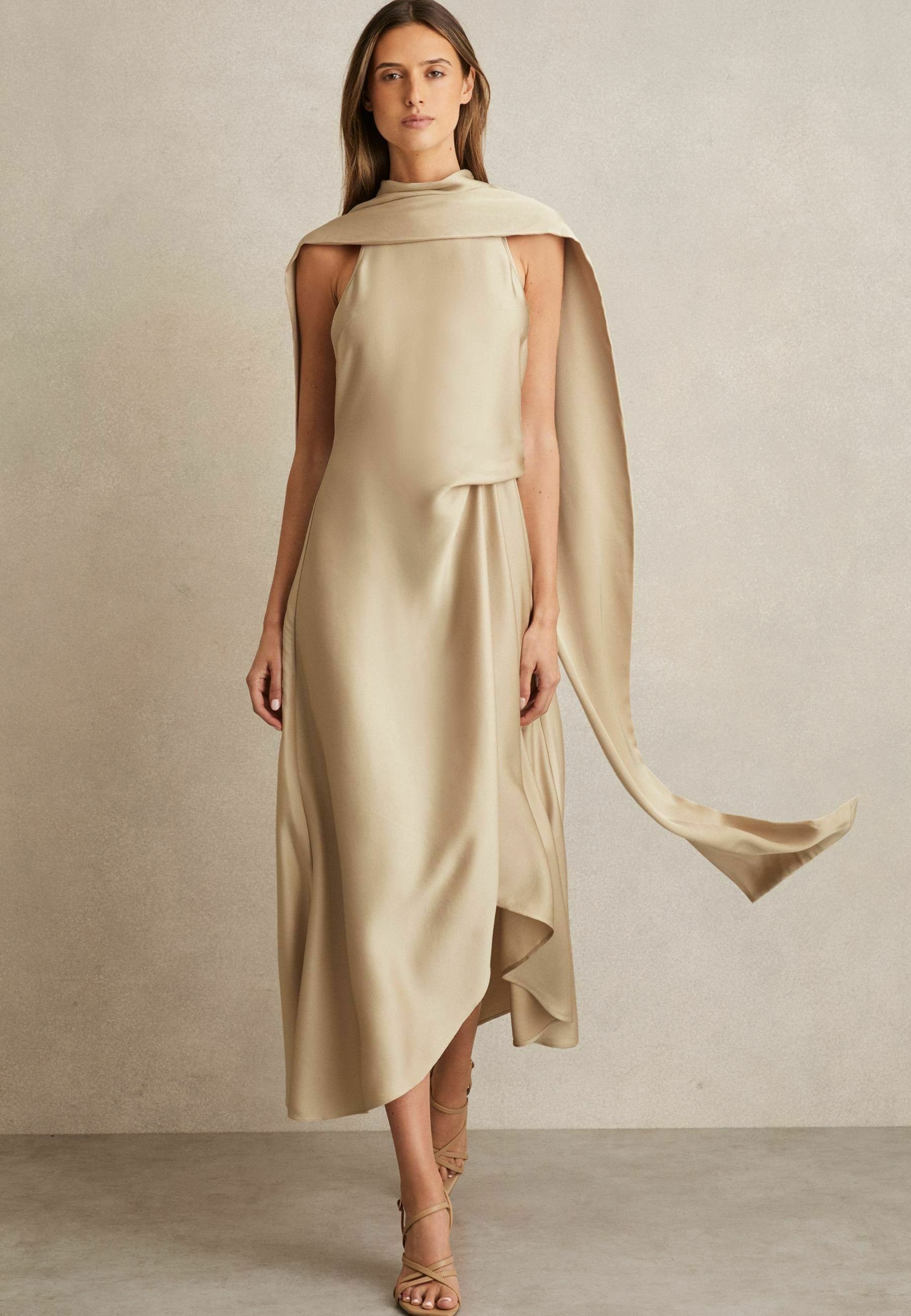 Beige Midnight Toast Mini Dress rosemuse check box tuck dress【beige】