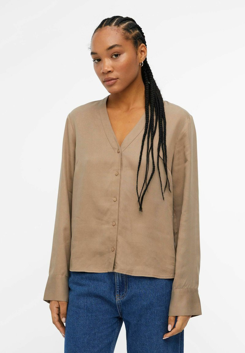 Object OBJTILDA V NECK - Bluse - fossil