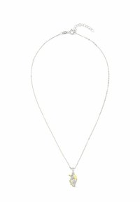 Söljkedja med en unicornh�ängsmycke som har silver- och guldfärger. Hängsmycket har en glansig yta och en fantasifull design.