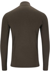 Langarm poloshirt in donkergroen, gemaakt van een zachte, gladde stof. Beschikt over een klassieke kraag en subtiele stikseldetails.