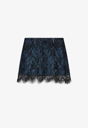Fiorella Rubino, MINIGONNA CON PIZZO - Gonna di jeans - blu