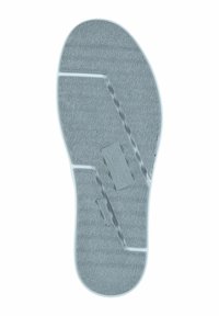 Gray rubber insole featuring a textured surface, contoured shape, and embossed logo. Includes grooves for flexibility and comfort.