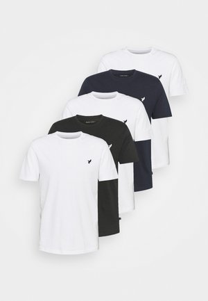 Pier One 5 PACK - Basic T-shirt - white/black/dark blue