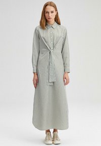 STRIPED WITH FRONT TIE - Vestito lungo - khaki