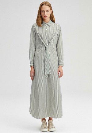 STRIPED WITH FRONT TIE - Dolga obleka - khaki