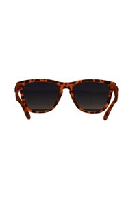 Gafas de sol de carey con montura cuadrada, lentes de degradado oscuros y brazos texturizados que presentan un patrón de estampado de leopardo.
