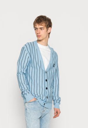 Karl Kani PINSTRIPE  CARDIGAN UNISEX - Strikkegenser - light blue