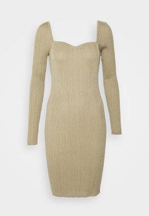 PORTRAIT NECK SHINE DRESS GABRI - Vestido de malha - gilded gold-coloured