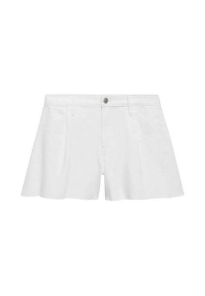 White cotton shorts with a relaxed fit, featuring front pockets, a button closure, and flat seams for a smooth finish.