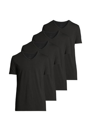 4ER PACK KURZARM - Unterhemd/-shirt - schwarz