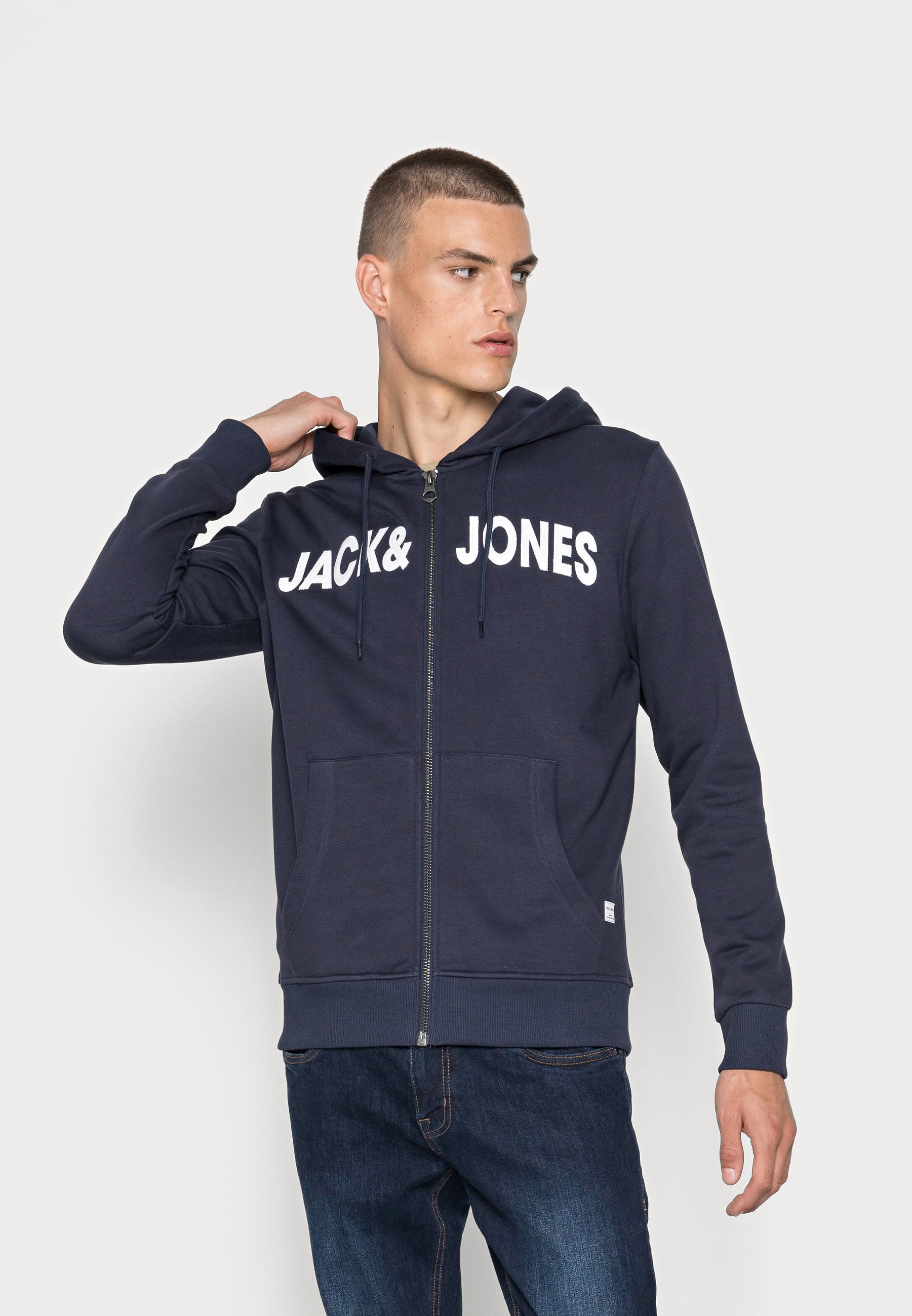 JACK \u0026 JONES Rits Hoodie Heren Grijs - Jassenshoponline.nl